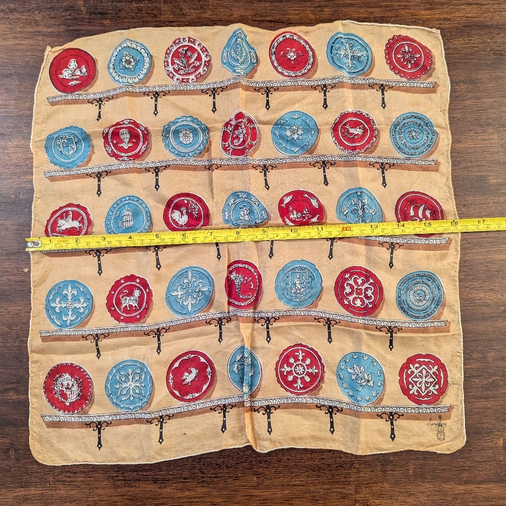 Vintage Red and Blue Patterned Scarf - Picture 4 of 4